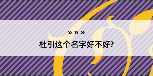 杜引这个名字好不好?