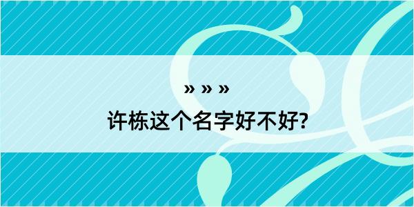 许栋这个名字好不好?