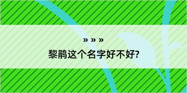 黎鹃这个名字好不好?