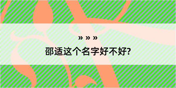 邵适这个名字好不好?