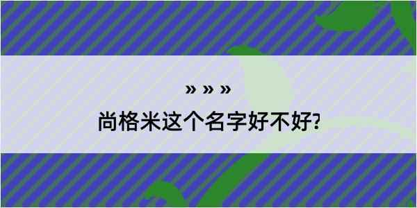 尚格米这个名字好不好?