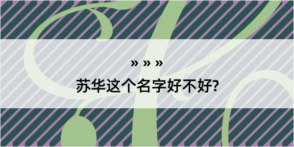 苏华这个名字好不好?