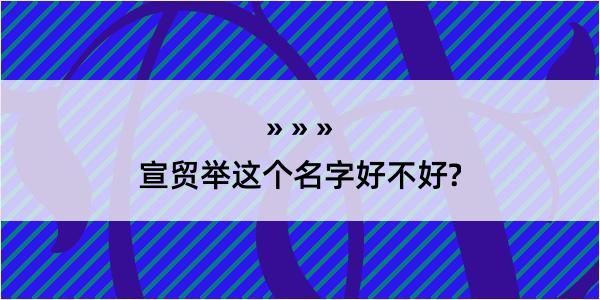 宣贸举这个名字好不好?