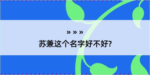 苏兼这个名字好不好?