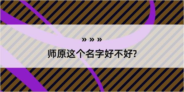 师原这个名字好不好?