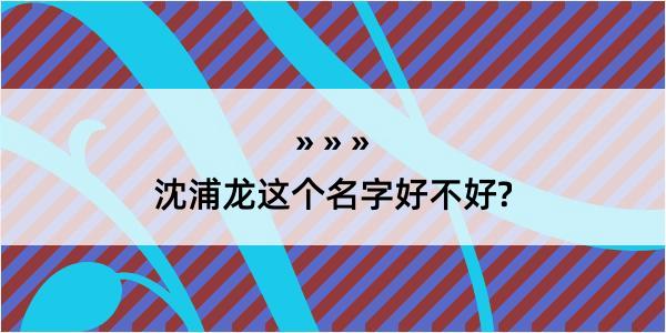 沈浦龙这个名字好不好?