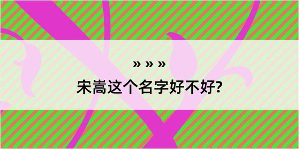 宋嵩这个名字好不好?