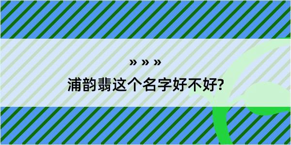 浦韵翡这个名字好不好?