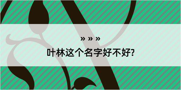 叶林这个名字好不好?