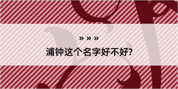 浦钟这个名字好不好?