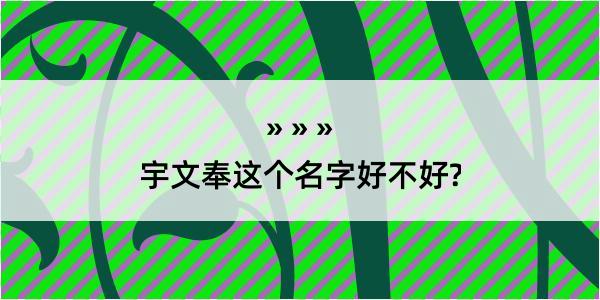 宇文奉这个名字好不好?