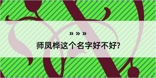 师凤桦这个名字好不好?