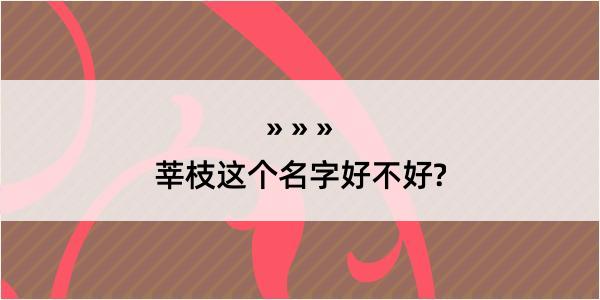 莘枝这个名字好不好?