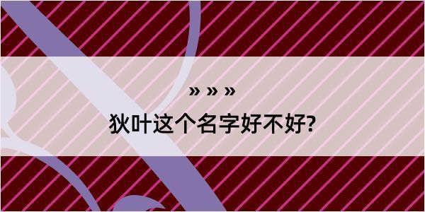 狄叶这个名字好不好?