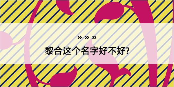 黎合这个名字好不好?