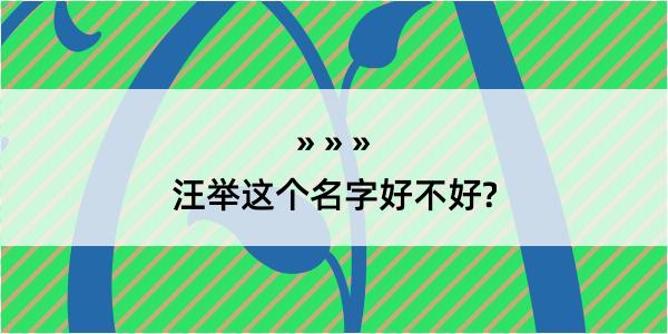 汪举这个名字好不好?