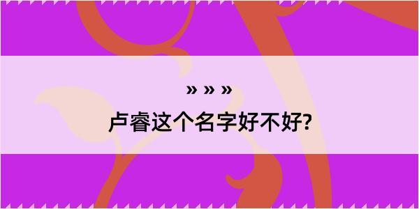 卢睿这个名字好不好?