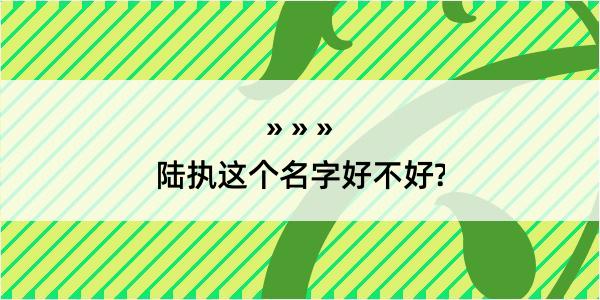 陆执这个名字好不好?