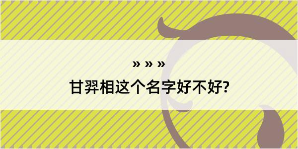 甘羿相这个名字好不好?