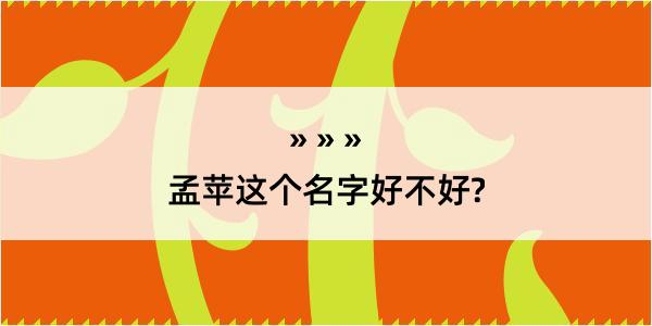 孟苹这个名字好不好?