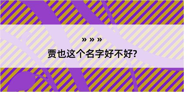 贾也这个名字好不好?