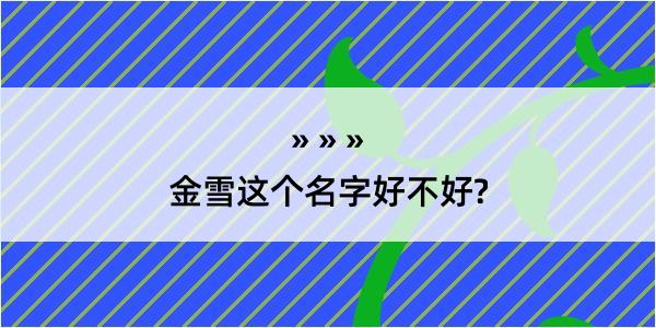 金雪这个名字好不好?