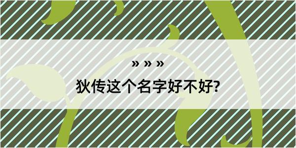 狄传这个名字好不好?