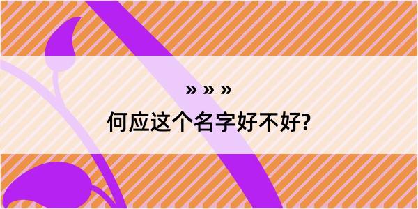 何应这个名字好不好?