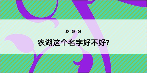 农湖这个名字好不好?