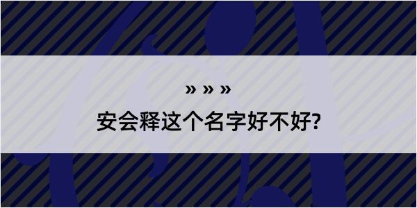 安会释这个名字好不好?