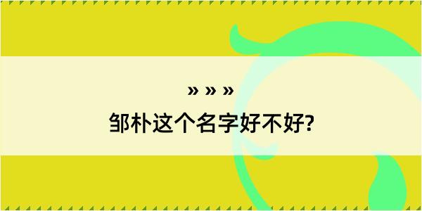 邹朴这个名字好不好?