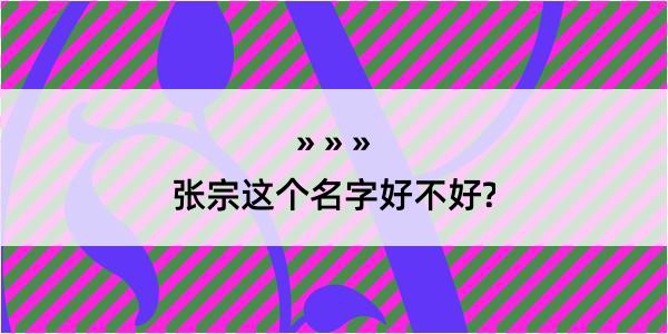 张宗这个名字好不好?