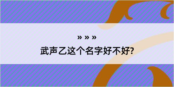 武声乙这个名字好不好?