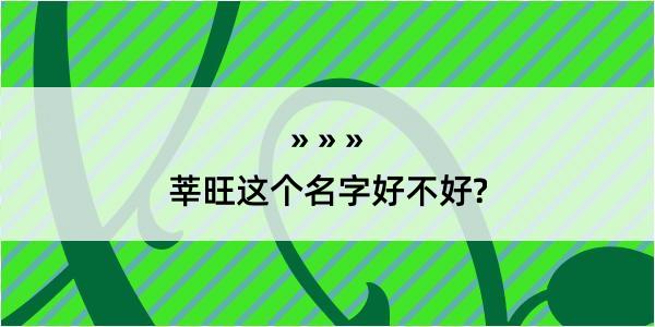 莘旺这个名字好不好?