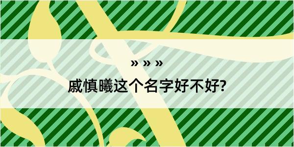 戚慎曦这个名字好不好?