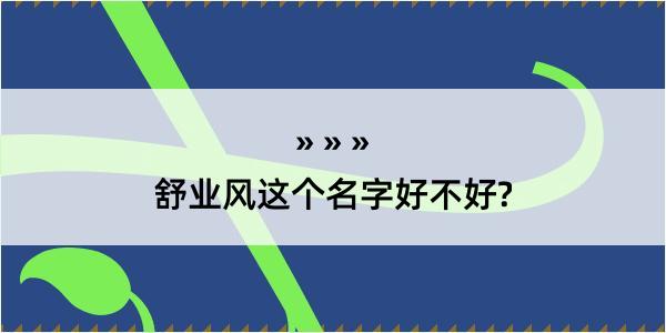 舒业风这个名字好不好?