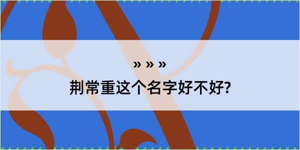 荆常重这个名字好不好?