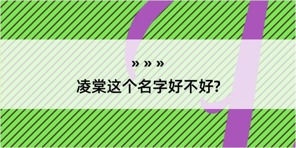 凌棠这个名字好不好?