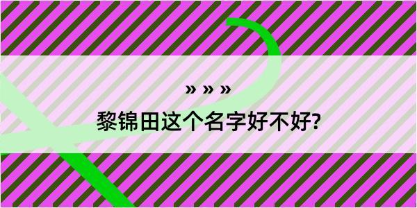 黎锦田这个名字好不好?