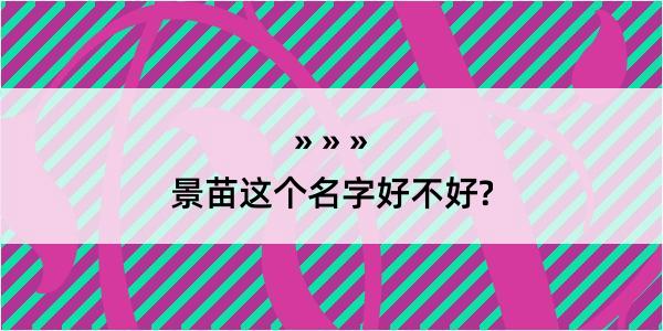 景苗这个名字好不好?