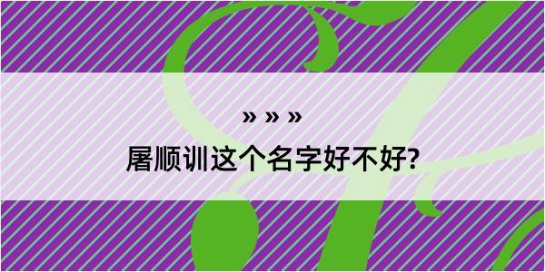 屠顺训这个名字好不好?