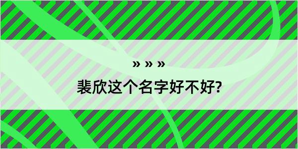 裴欣这个名字好不好?