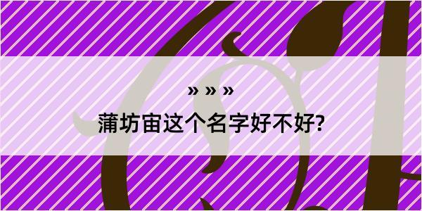 蒲坊宙这个名字好不好?