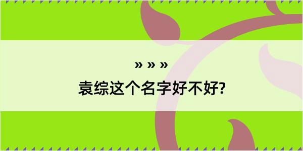 袁综这个名字好不好?