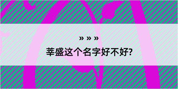 莘盛这个名字好不好?