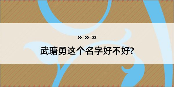 武瑭勇这个名字好不好?