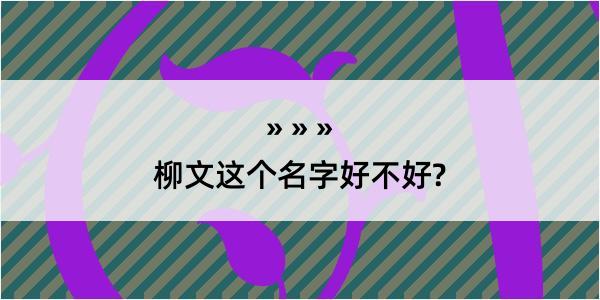 柳文这个名字好不好?