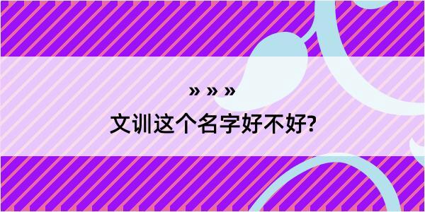 文训这个名字好不好?