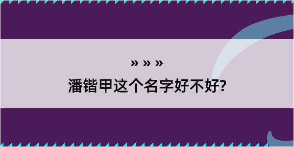 潘锴甲这个名字好不好?