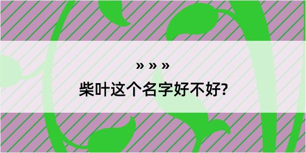 柴叶这个名字好不好?